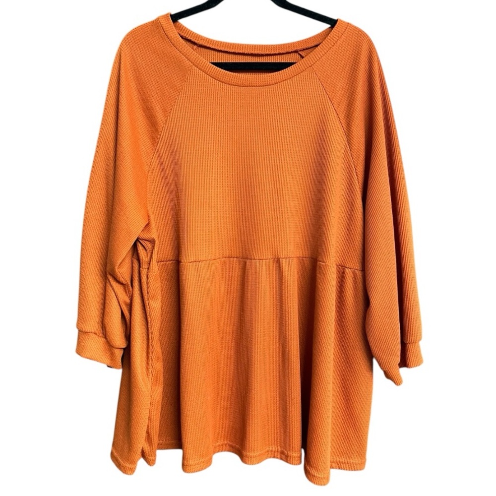 Pumpkin Waffle‎ Weave Babydoll Tiered Top Size 1XL